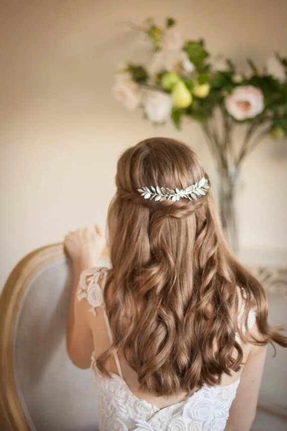 Красивые прически девочке на свадьбу Laurel Leaf Comb Gold Comb Gold Leaf Headpiece Gold Bridal Etsy Wedding hair dow