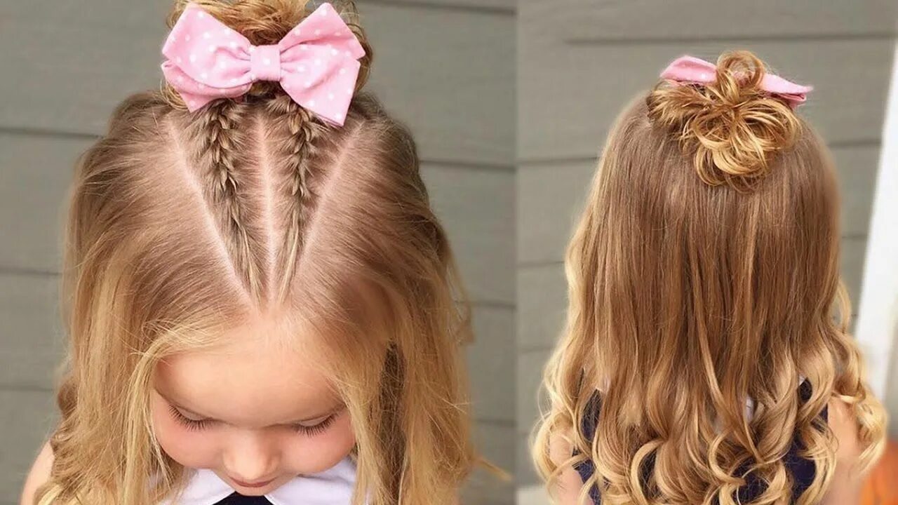 Красивые прически девочке в сад French Braids And Messy Bun Hair For Girl Curly hair styles, Kiểu tóc nữ và Kiểu