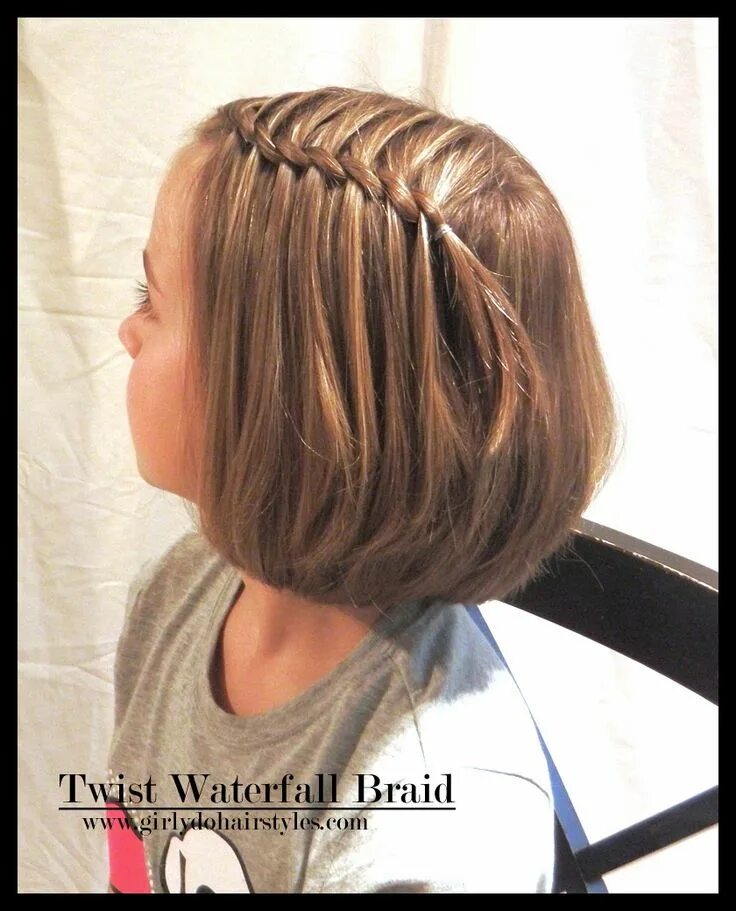 Красивые прически для каре для детей Girly Do Hairstyles: By Jenn: Twisted Waterfall Braid Girl hair dos, Girl hairst