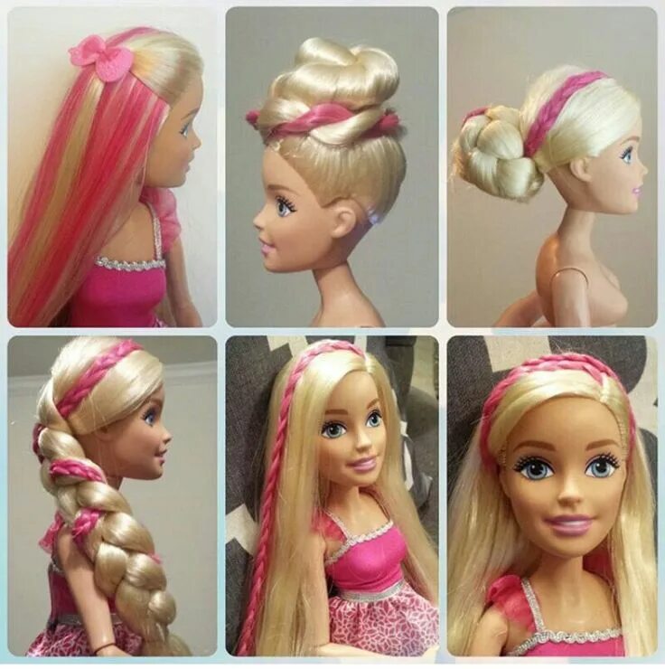 Красивые прически для кукол Barbie Doll Hairstyles: Braids and Pink Hair