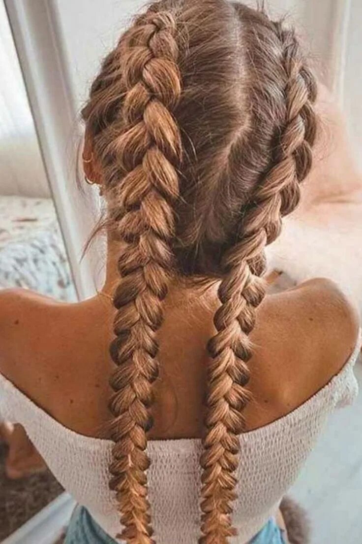 Красивые прически две косички Tendances 2023 pour les cheveux longs Braids for short hair, Braids for long hai