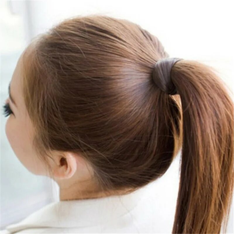 Красивые прически хвостик девочек Elastic Hair Bands All match Woman Korean Style Hairpiece Synthetic Wig Elastic 