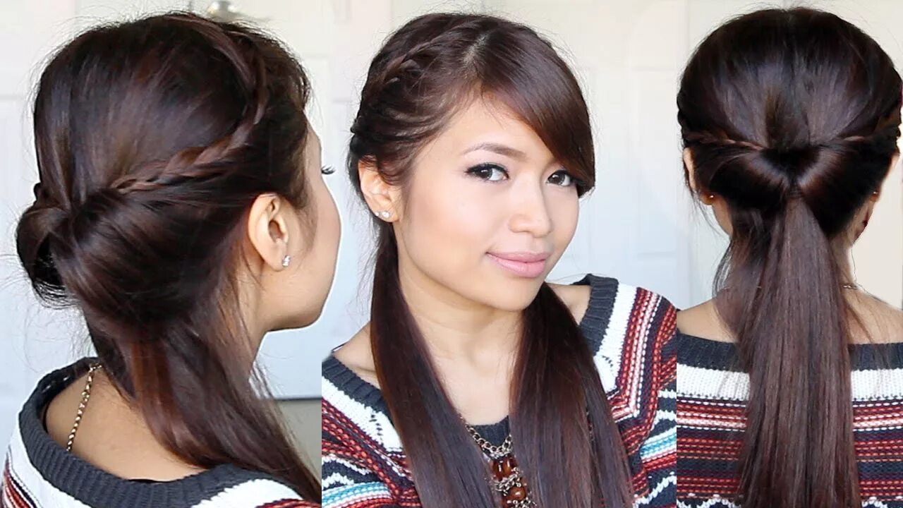 Красивые прически из двух хвостов Tucked In Lace Braid Half-up Half-down Hairstyle Hair Tutorial - YouTube