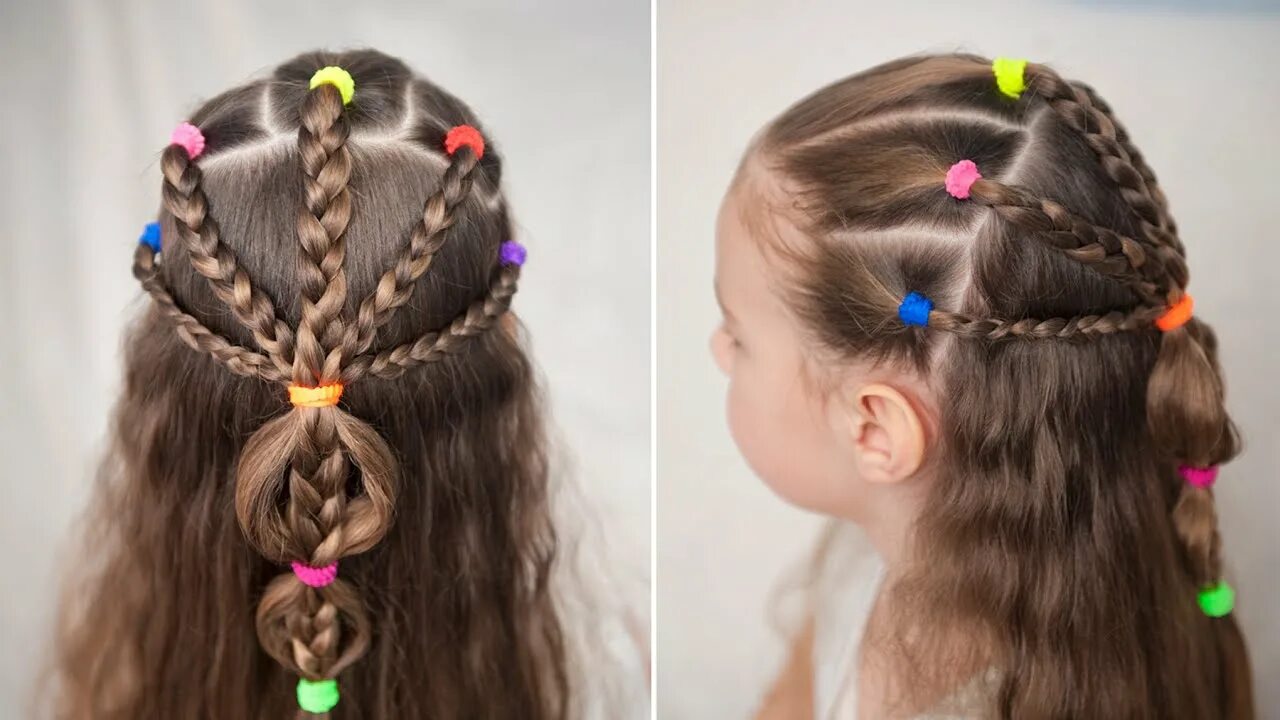 Красивые прически из резинок для девочек Super easy hairstyle with braids for Girls Супер легкая прическа с косичками для