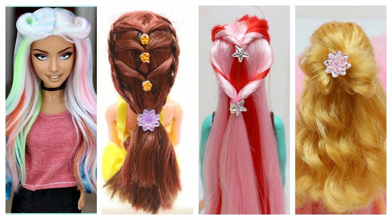 Красивые прически кукле барби DIY Barbie Hairstyles with Yarn How To Make Purple Doll Hair for Old Toys Transf