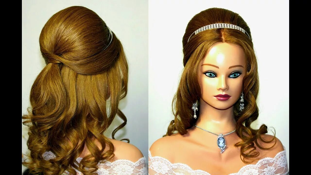 Красивые прически на бал Wedding prom hairstyle for medium long hair. - YouTube