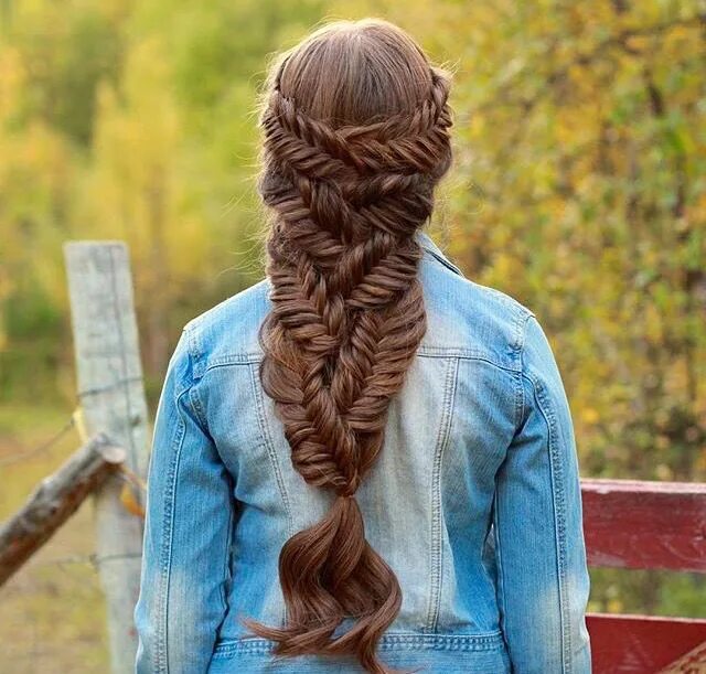Красивые прически на длинные густые волосы Pin on tangles Fishtail braid hairstyles, Fish tail braid, Braids