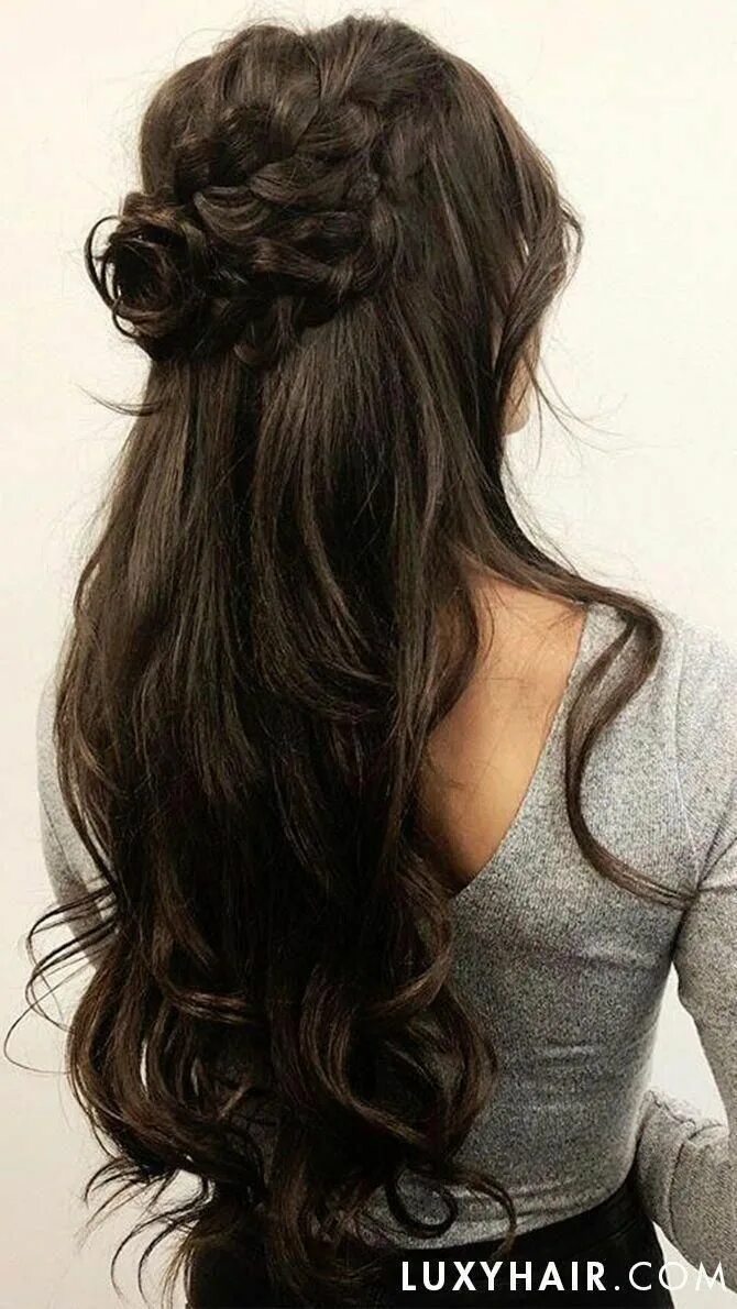 Красивые прически на длинные густые волосы #hairstylesforprom Formal hairstyles for long hair, Long dark hair, Long hair we