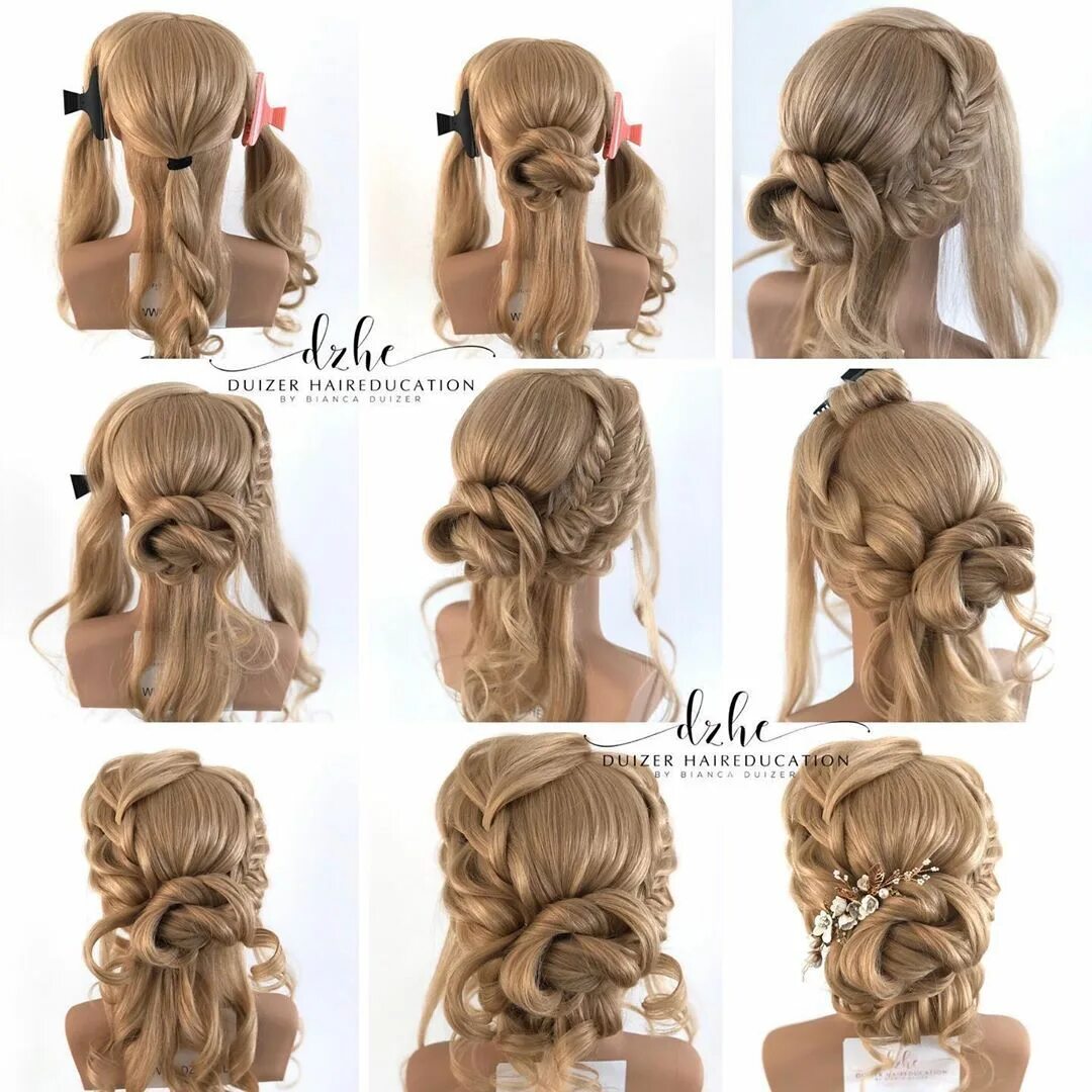 Красивые прически на длинные волосы поэтапно Bianca Duizer - DZHE on Instagram: "** STEP BY STEP ** BRIDAL BRAIDING HAIRSTYLE