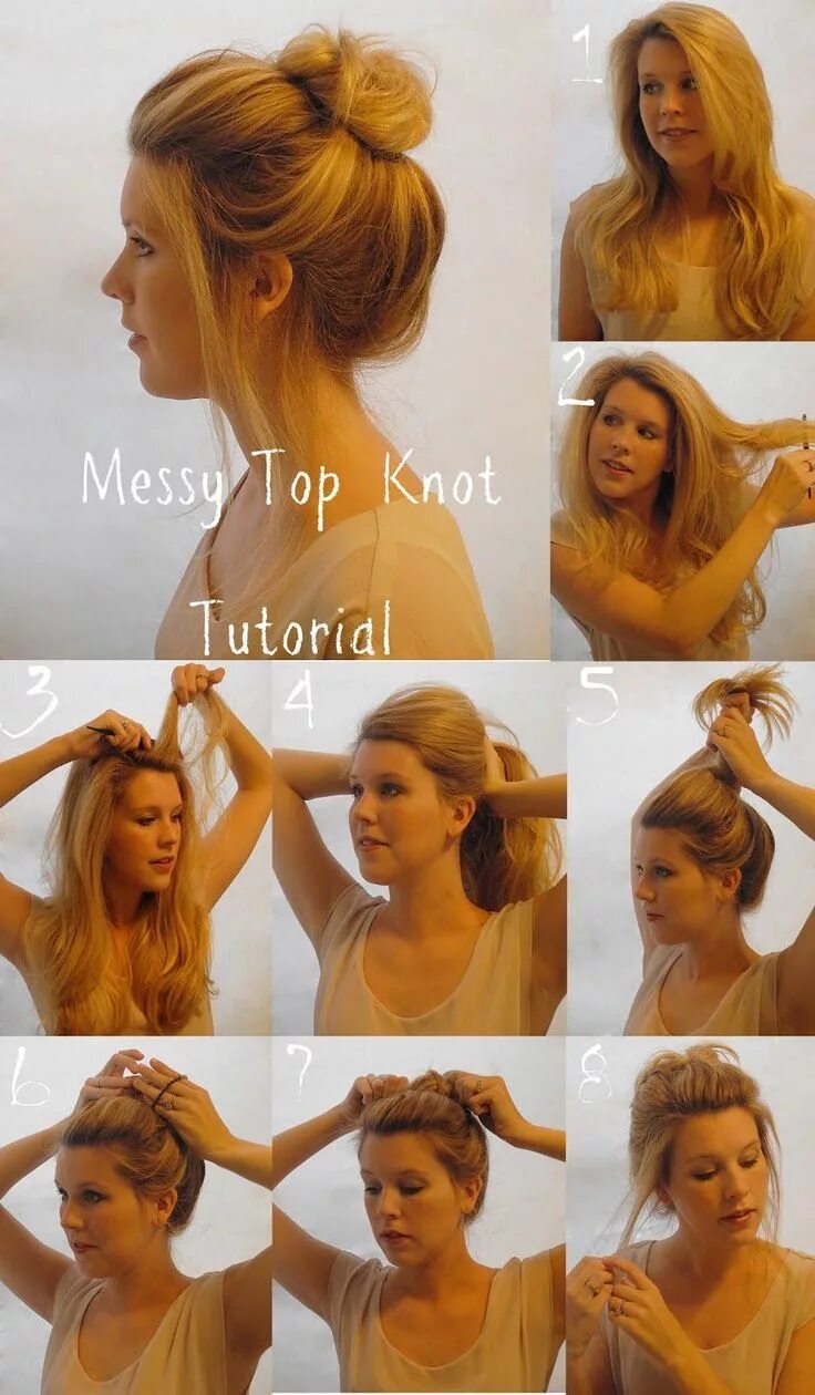 Красивые прически на грязные волосы DIY Messy Knot hair long hair updo braids diy hair knot diy bun hair tutorial ha