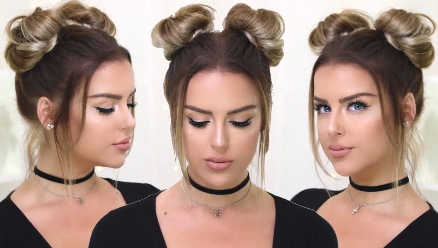 Красивые прически на гулянку video) 90's Inspired Double Buns - Khloe Kardashian, Hailey Baldwin Style Hair b