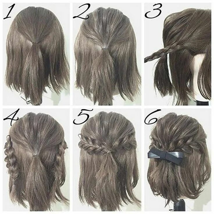 Красивые прически на каре в школу Diy hairstyles - Fashion Hair Styles Short hair hacks, Hair styles, Simple prom 