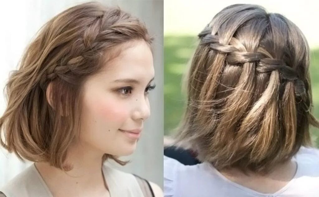 Красивые прически на каре в школу Прически на каре: коса Peinados, Cortes de pelo, Peinados con trenzas