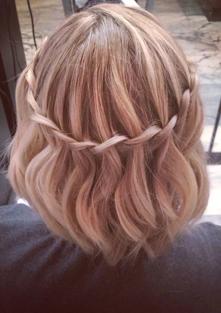 Красивые прически на каре в школу Waterfall Braid short hair stylist: Lindsey Reese Braids for short hair, Long ha