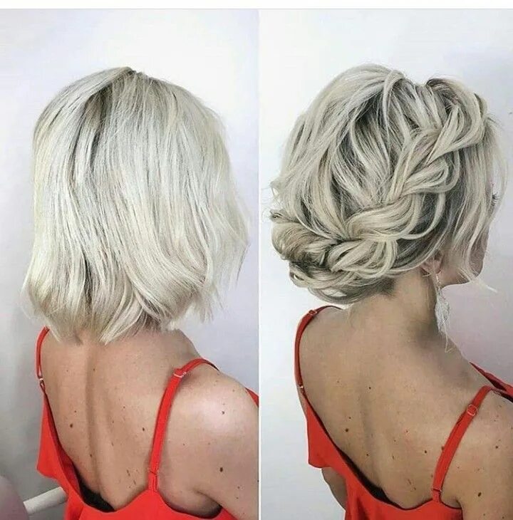 Красивые прически на короткие волосы 2024 Pin on Half opgestoken haar bruiloft in 2024 Short wedding hair, Thick hair styl