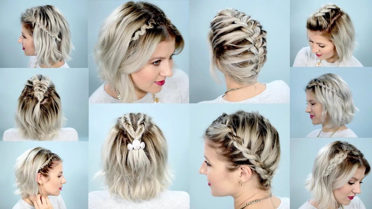 Красивые прически на короткие волосы 2024 10 EASY BRAIDS FOR SHORT HAIR TUTORIAL Milabu - YouTube