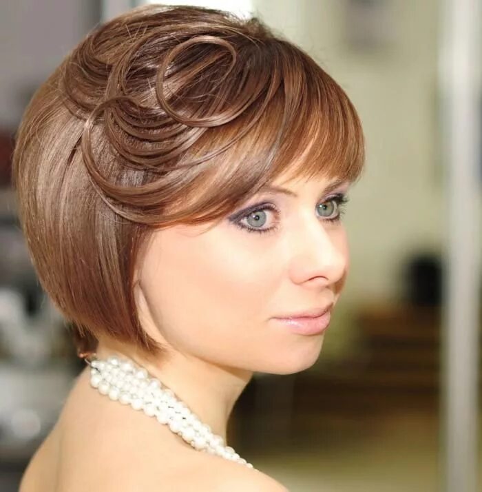 Красивые прически на короткие волосы с челкой Wedding hairstyles for short hair: 50 best photos #hairstyles #photos #short #we