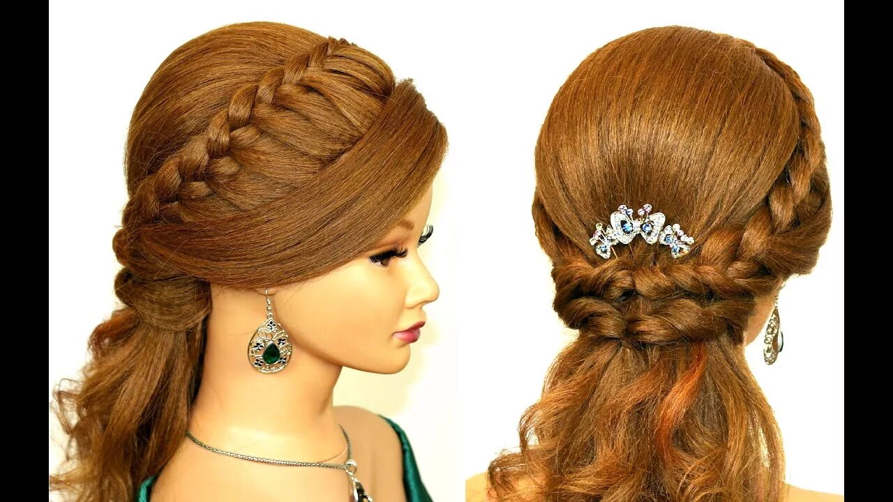 Красивые прически на круглое Easy prom hairstyle for medium long hair. - YouTube