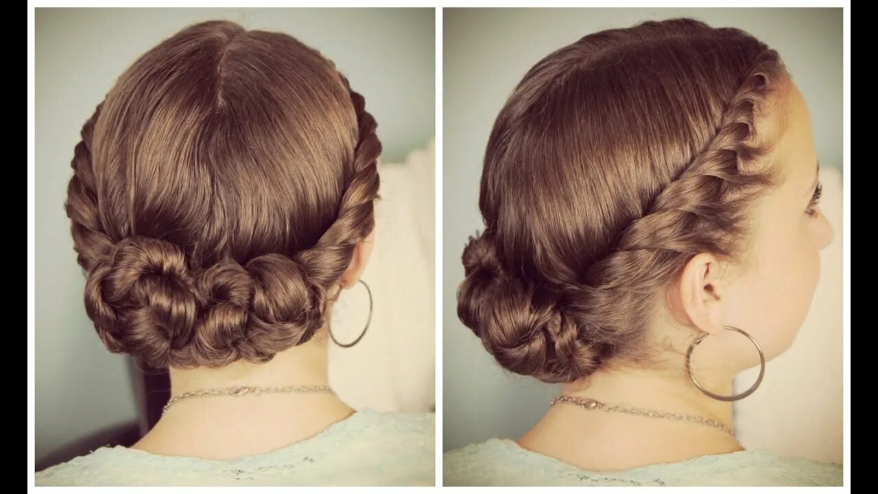 Красивые прически на круглое Double-Twist Bun Updo - YouTube