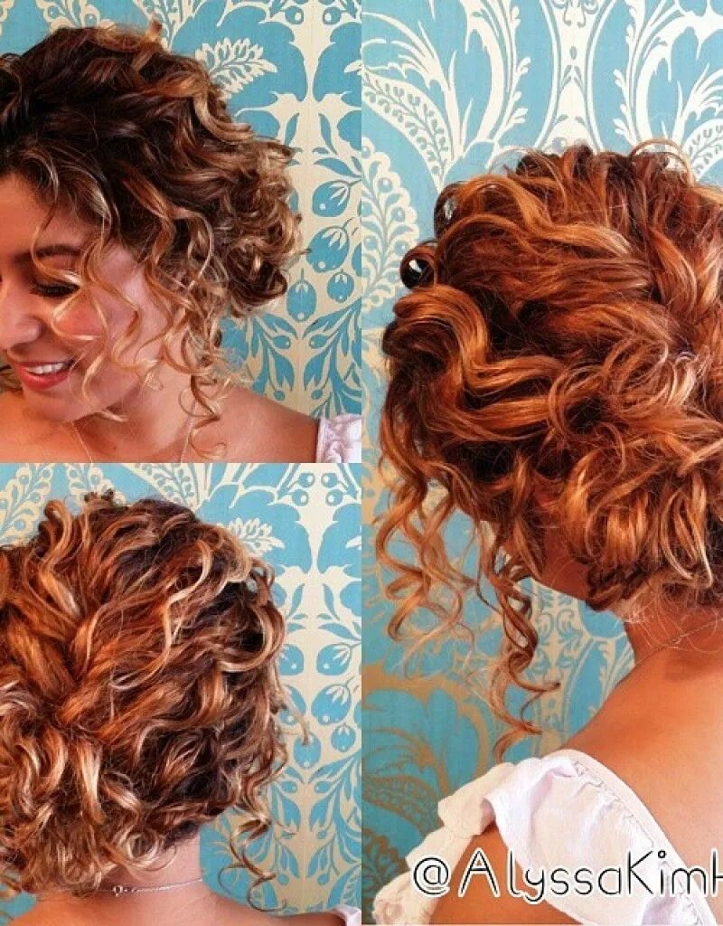 Красивые прически на кудрявые волосы средней длины half up hairstyles for short curly hair Curly hair up, Short hair updo, Short we