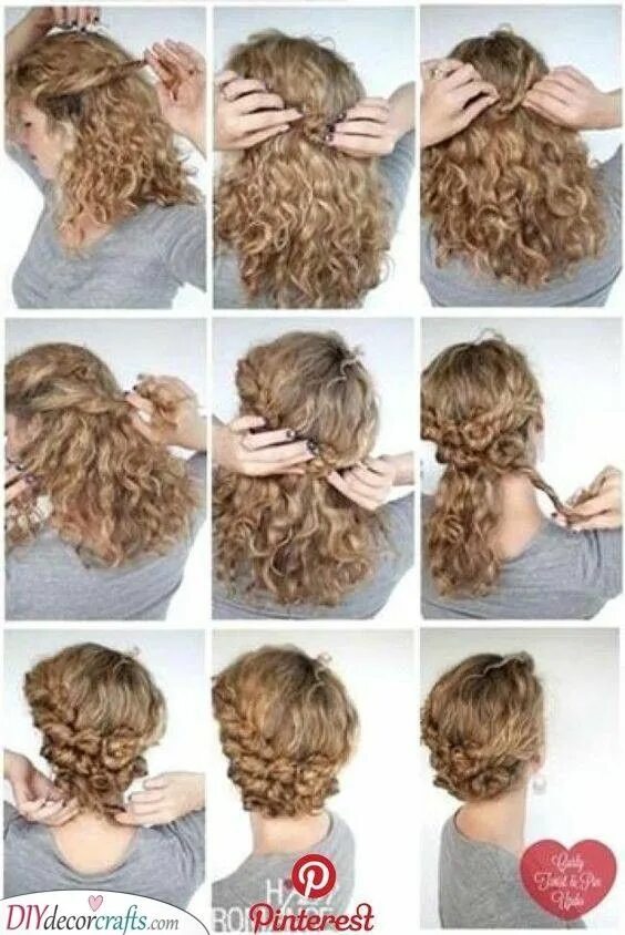 Красивые прически на кудрявые волосы средней длины Twisting and Pinning - Easy and Simple in 2020 Curly hair styles, Curly hair up,