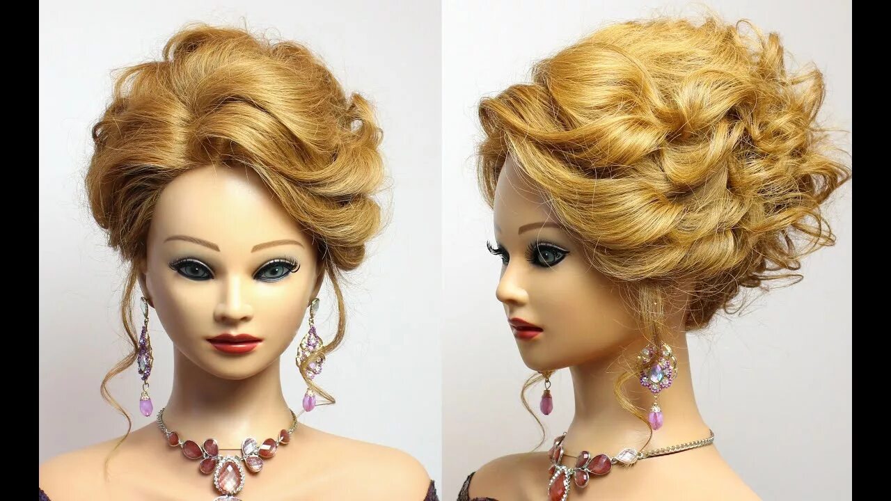 Красивые прически на манекенах Hairstyle for long medium hair tutorial. Prom updo. - YouTube