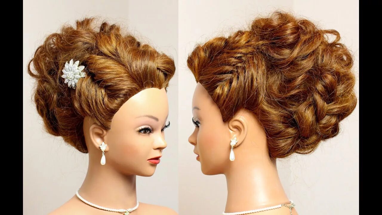 Красивые прически на манекенах Prom bridal updo. Hairstyle for long hair tutorial. - YouTube