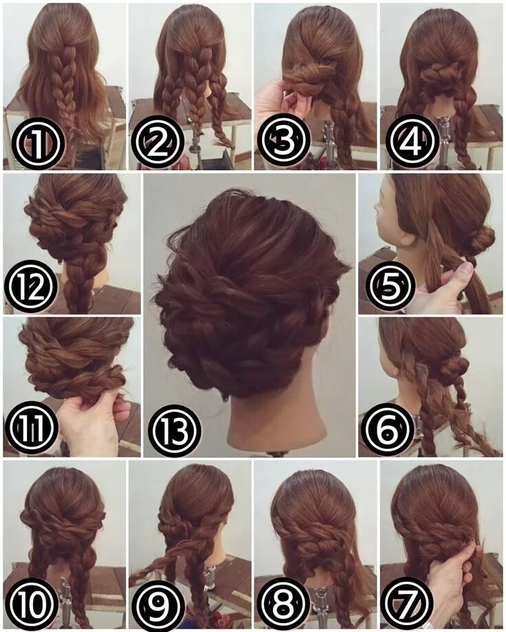 Красивые прически на средние поэтапно ヘ ア ア レ ン ジ https://www.instagram.com/nest_hairsalon/ Estilos de peinado para bo