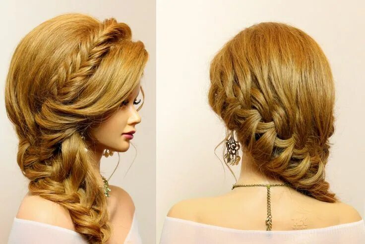 Красивые прически на средние видео Braided hairstyle for party, everyday. Long hair tutorial Long hair tutorial, Br