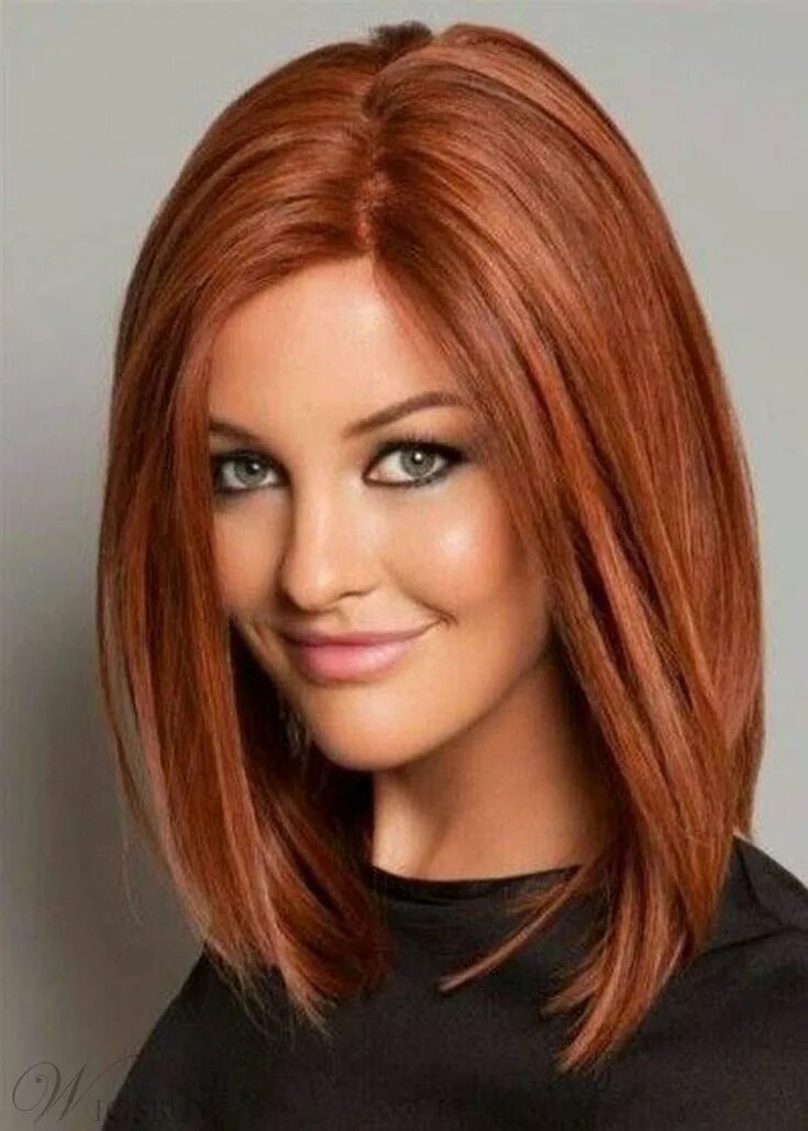 Красивые прически на средние волосы без челки Top Quality Classical LOB Haircut Natural Straight Medium Synthetic Hair Capless