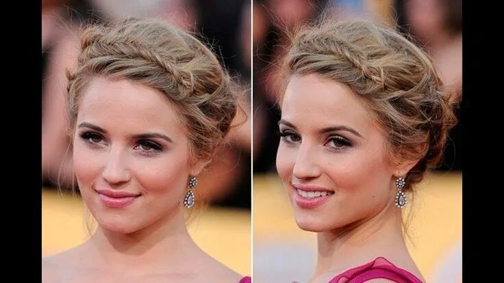 Красивые прически на средние волосы осветленные Dianna Agron Updo Hairstyles Simple prom hair, Hair styles, Homecoming hairstyle