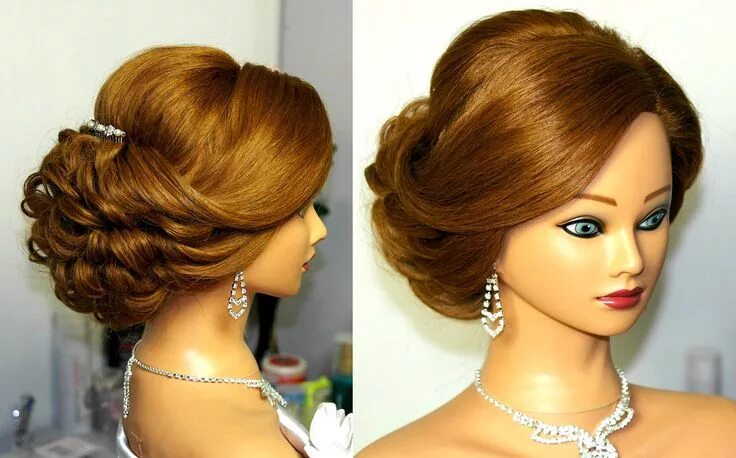 Красивые прически на средний волос видео Bridal updo. Romantic hairstyle for medium hair. Long hair updo, Medium hair sty