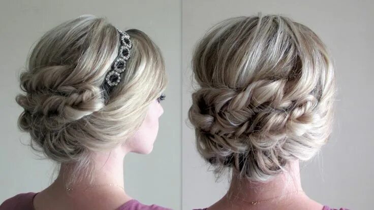 Красивые прически на среднюю длину headband updo Teenage hairstyles, Fishtail braid hairstyles, Headband hairstyles