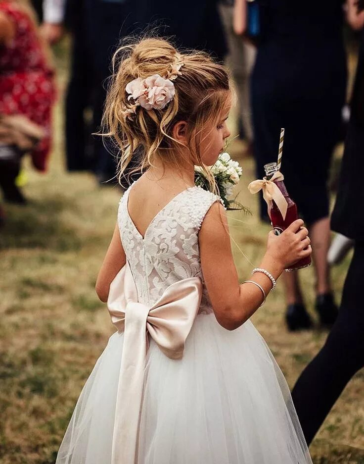 Красивые прически на свадьбу ребенку Maryanne Blush + Ivory Flower Girl Dress By LILLY + BO / THE RITUAL TRIBE / SETT