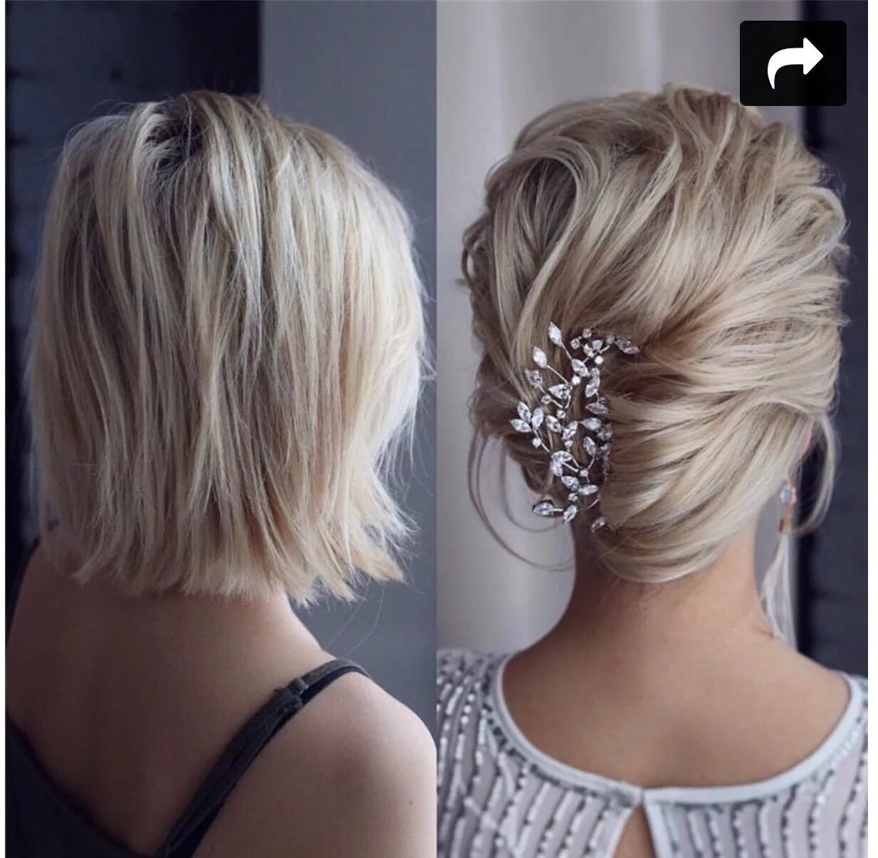 Красивые прически на тонкие Wedding Hair & Makeup panosundaki Pin Orta saç, Kalın saç, Kadın kısa saç