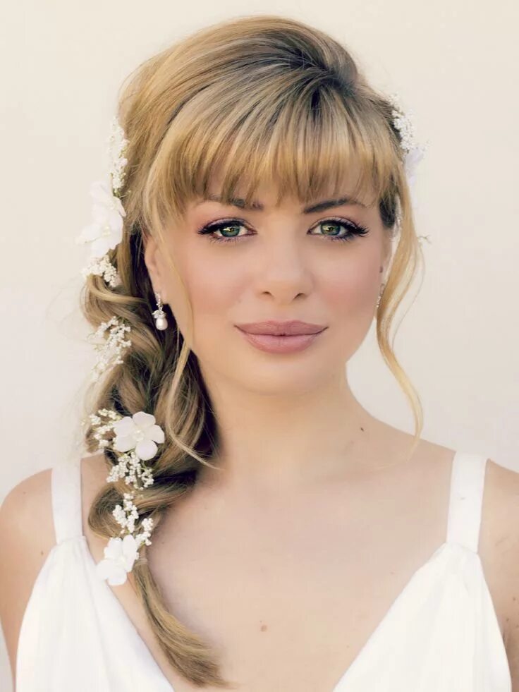 Красивые прически на волосы с челкой Wedding hairstyles medium length, Wedding hairstyles for long hair, Wedding hair