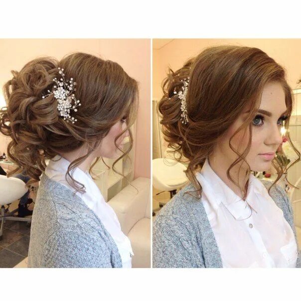 Красивые прически на выпускной на средние прическа невесты - Поиск в Google Prom hairstyles for long hair, Curly hair desi