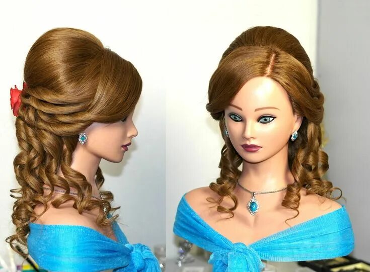 Красивые прически пожалуйста Prom, bridal hairstyle for medium long hair with curls Hair tutorials for medium