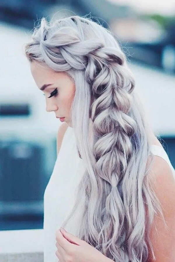 Красивые прически с белыми волосами 20+ Gorgeous Silver Hair Colour Ideas Hair styles, Side swept hairstyles, Prom h