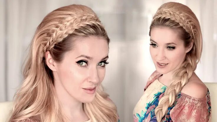 Красивые прически с косичками Braided headband hairstyle tutorial for medium/long hair ❤ 60s big tease... Head