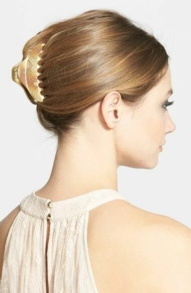 Красивые прически с крабиком neat-claw-clip-hairstyle-suitable-for-office Clip hairstyles, Banana clip hairst