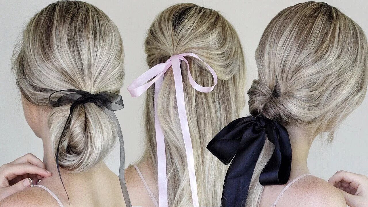 Красивые прически с ленточками Simple & Easy Hairstyles Incorporating Bows & Ribbon - YouTube