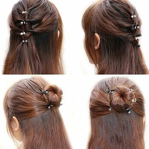 Красивые прически с маленькими крабиками 6/12 PCS Lots Girls Sweet Rhinestone Crystal Flower Mini Hair Claws Clips Clamps