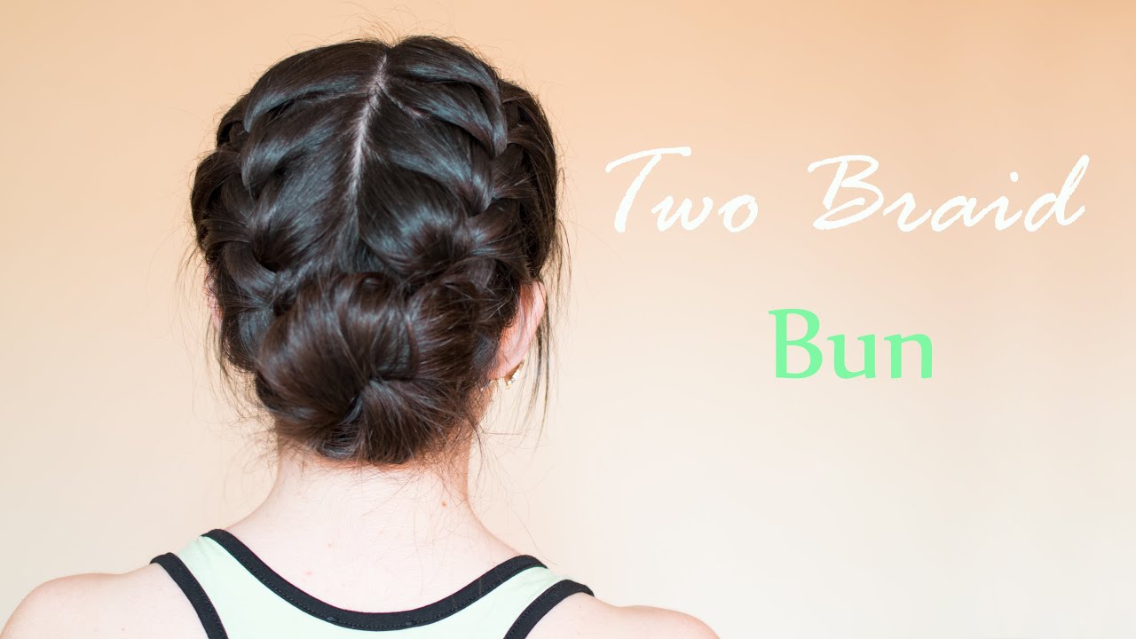 Красивые прически с одной резинкой Two French Braid Bun Hair Tutorial hairdo for everyday and special occasion J.M.