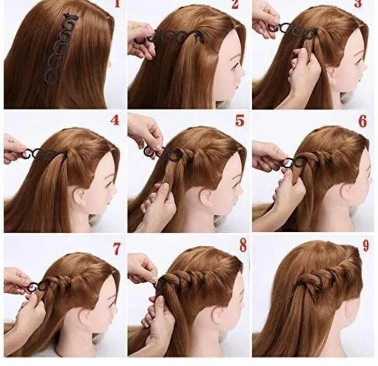 Красивые прически с помощью Tresses en cascade Hair braiding tool, Diy hairstyles, French twist hair