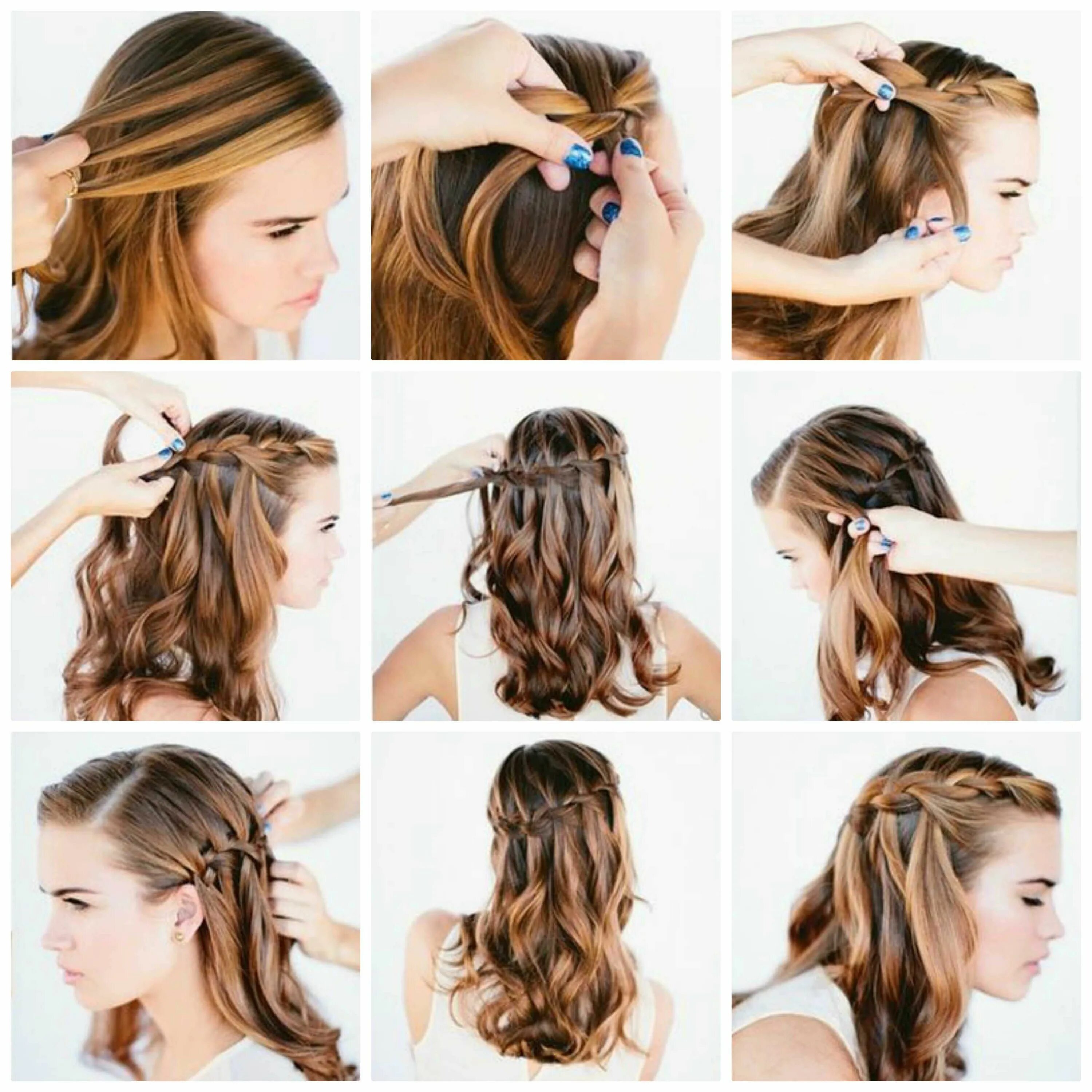 Красивые прически с помощью tresse cascade - Créatives Cosmos-Célèste Haar styling, Frisuren, Frisuren langh