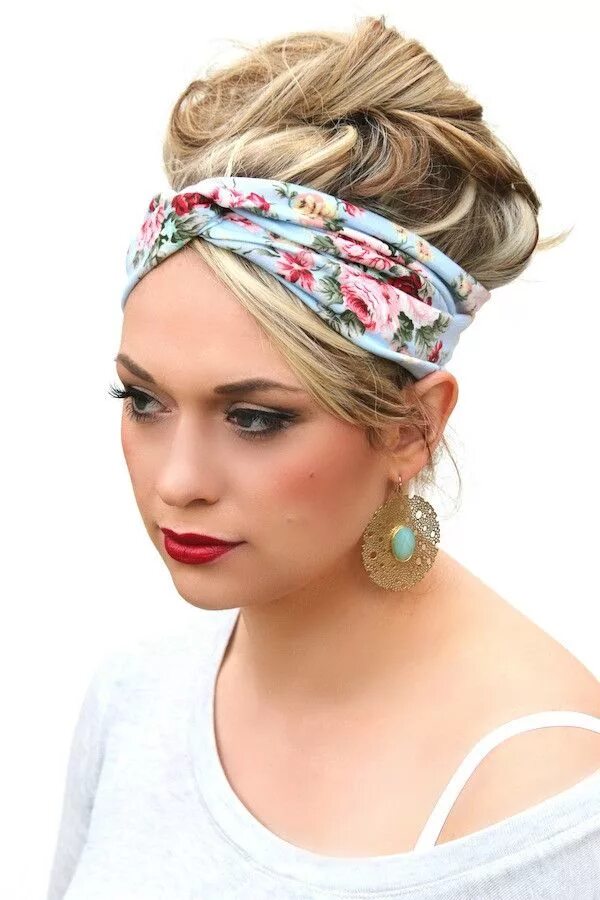 Красивые прически с повязкой на голове Cotton Twist Headbands Floral Designs Cute headband hairstyles, Headband hairsty