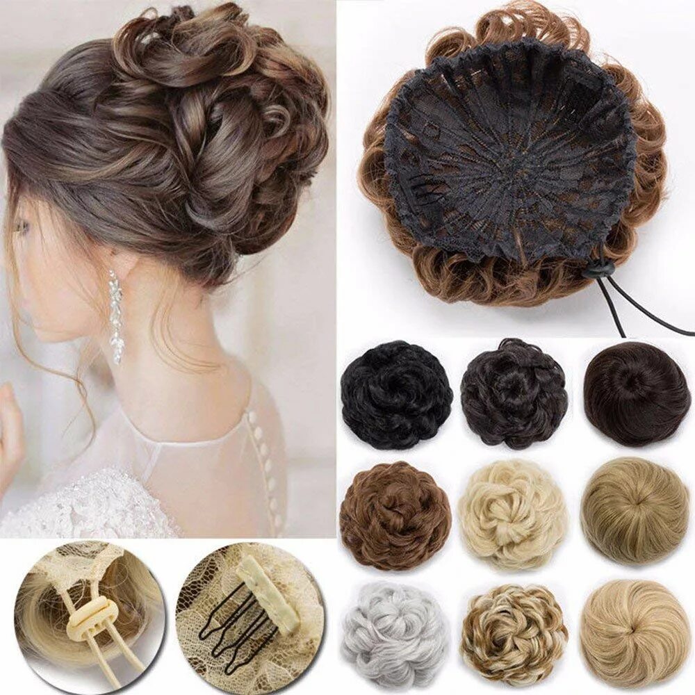 Красивые прически с шиньонами Buy HAIR EXTENSIONS CURLY OR MESSY DRAWSTRING UPDO FULL BUN ADD BODY (HONEY BLON