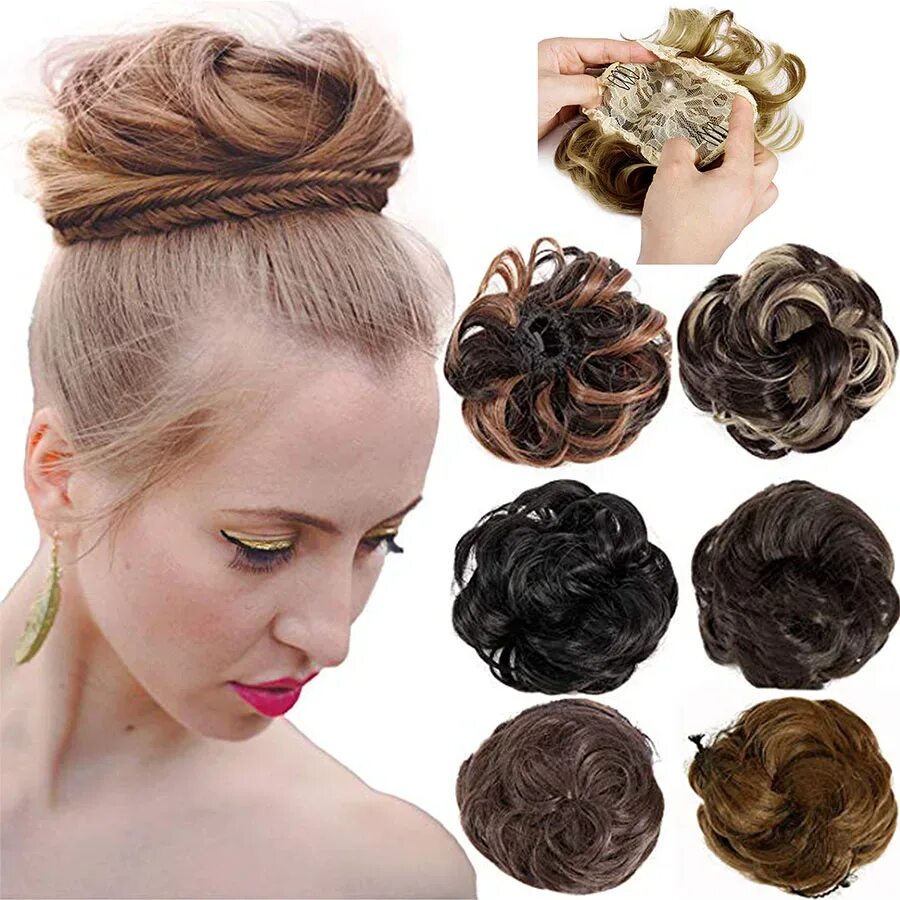 Красивые прически с шиньонами Кудрявый updo с термостойкая резинка синтетическая резинка для волос обертка вол