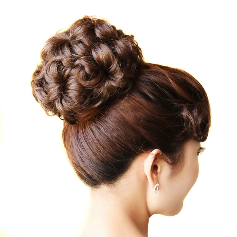 Красивые прически с шиньонами Soowee Synthetic Hair Curly Flower Blonde Black Hair Chignon Rubber Band Hair Bu